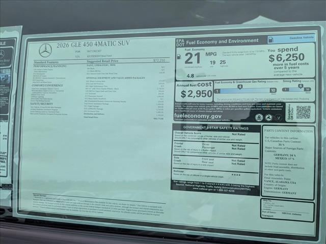 new 2026 Mercedes-Benz GLE 450 car, priced at $84,860