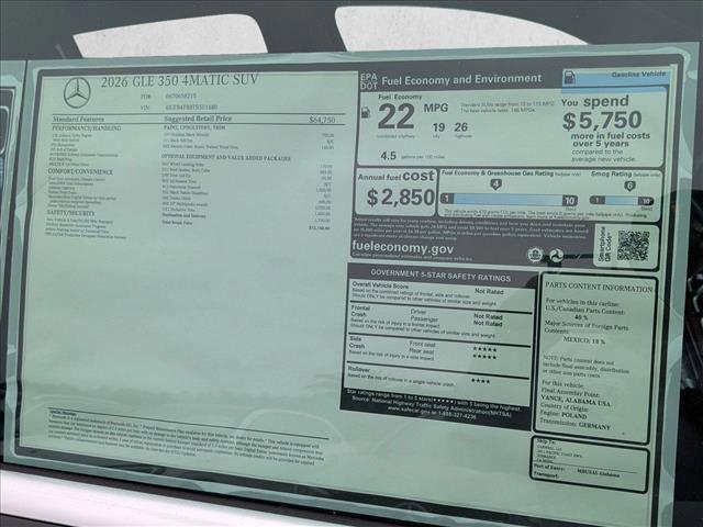 new 2026 Mercedes-Benz GLE 350 car, priced at $72,235