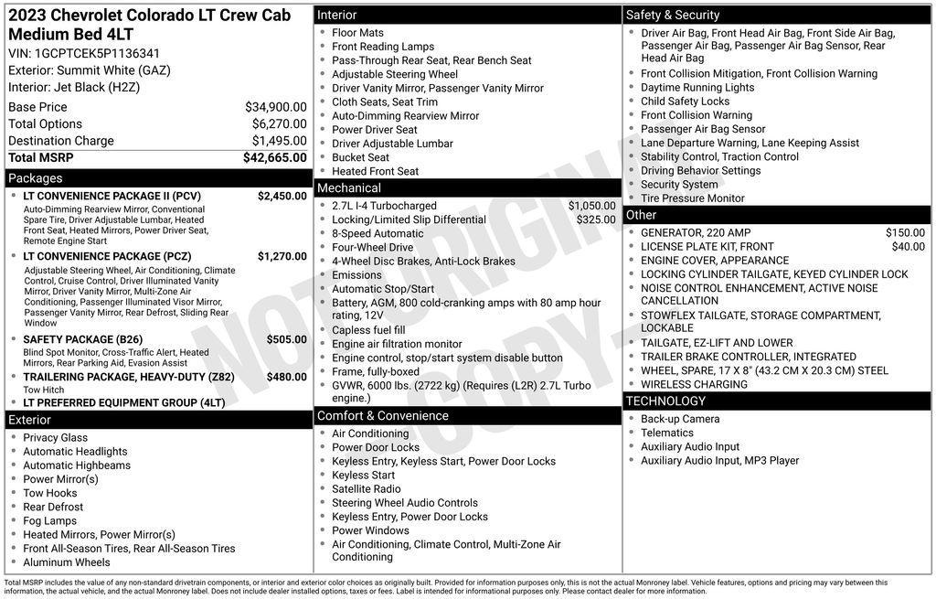 used 2023 Chevrolet Colorado car, priced at $35,668