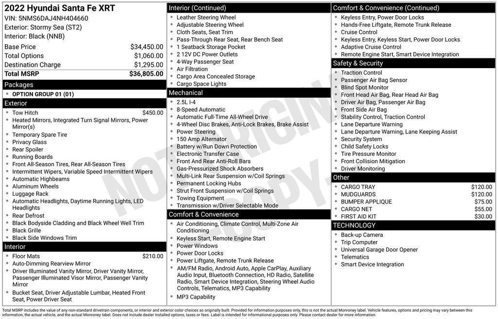 used 2022 Hyundai Santa Fe car, priced at $24,750