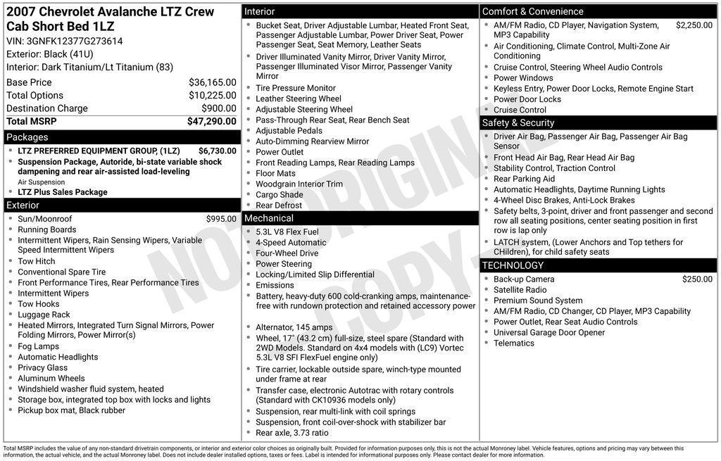 used 2007 Chevrolet Avalanche car, priced at $11,688