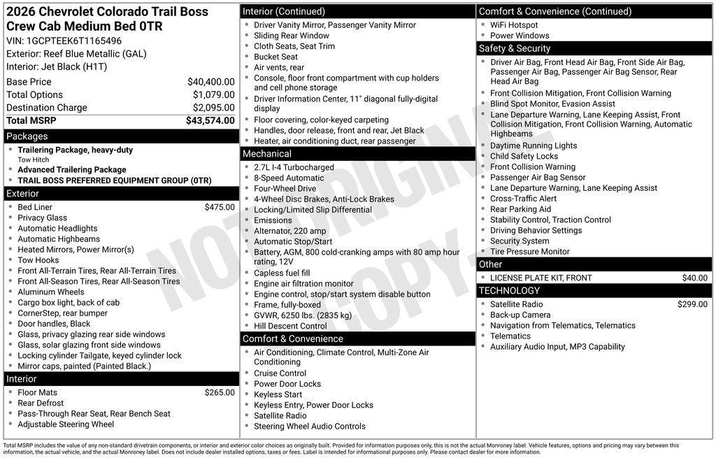 new 2026 Chevrolet Colorado car, priced at $40,911