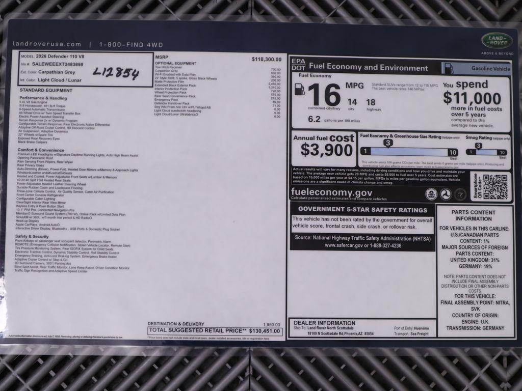 new 2026 Land Rover Defender car, priced at $130,451