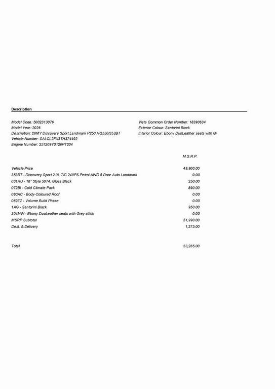 new 2026 Land Rover Discovery Sport car, priced at $53,265