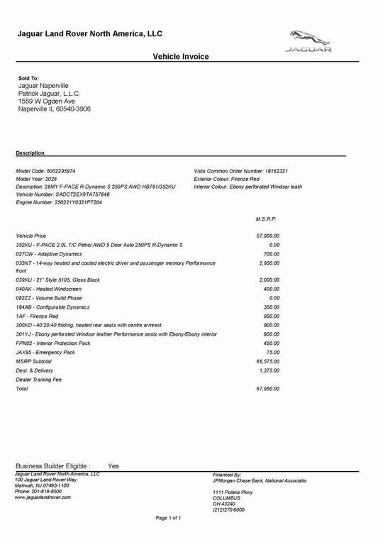 used 2026 Jaguar F-PACE car, priced at $56,000