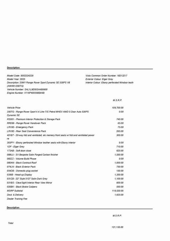 new 2025 Land Rover Range Rover Sport car, priced at $121,155