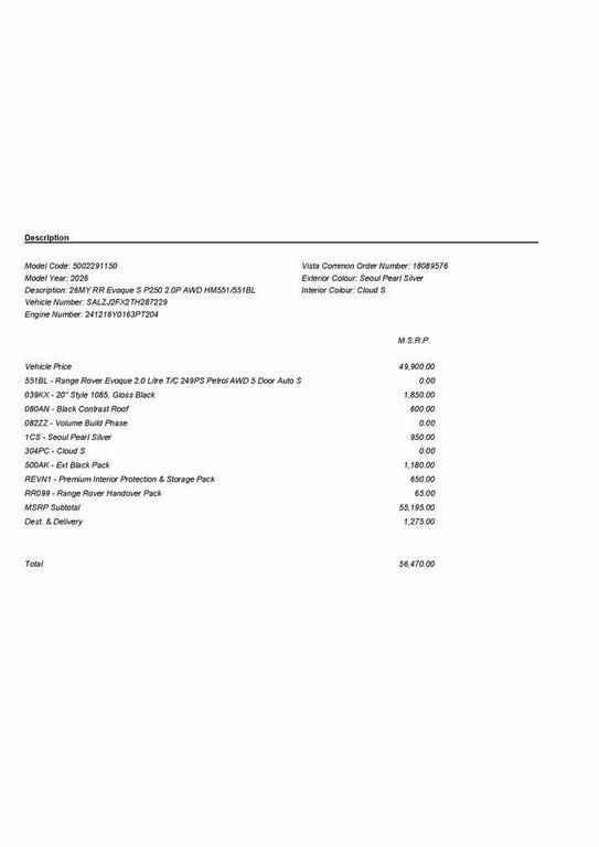 used 2026 Land Rover Range Rover Evoque car, priced at $43,993