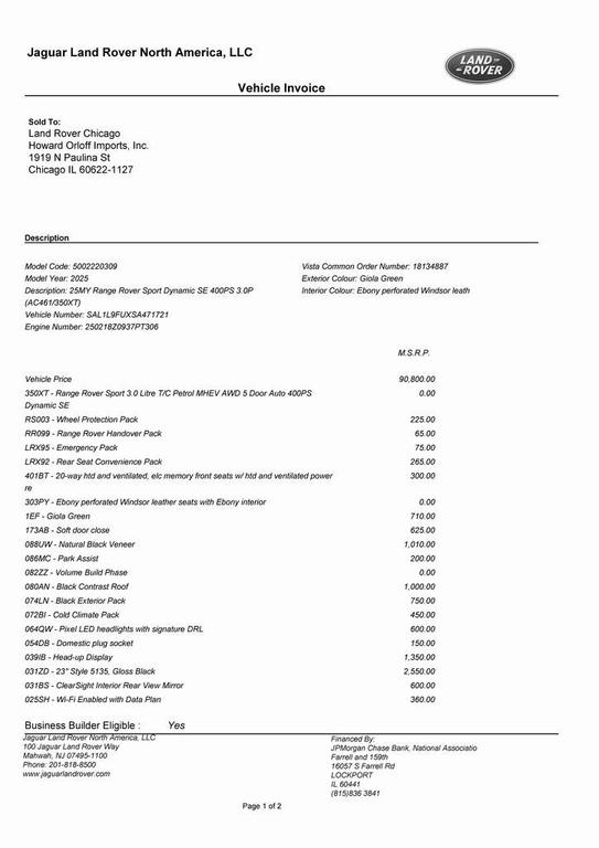 new 2025 Land Rover Range Rover Sport car, priced at $105,470