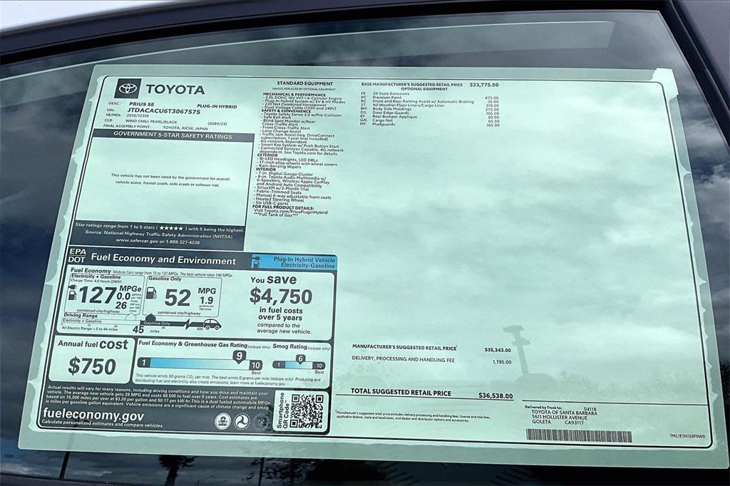 new 2026 Toyota Prius Plug-In Hybrid car, priced at $36,538