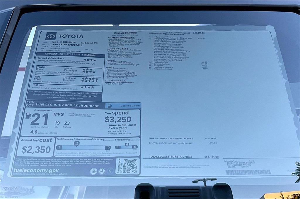 new 2026 Toyota Tacoma car, priced at $55,154