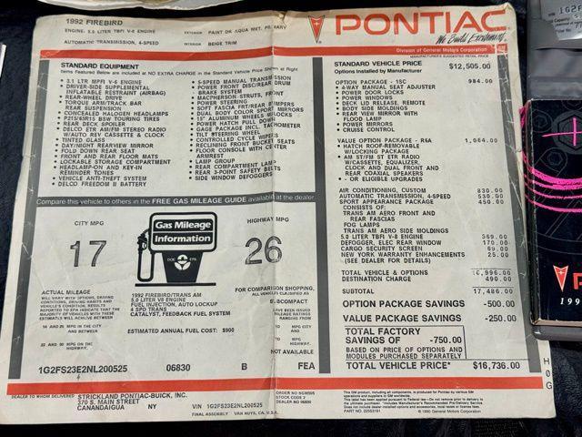 used 1992 Pontiac Firebird car, priced at $24,988