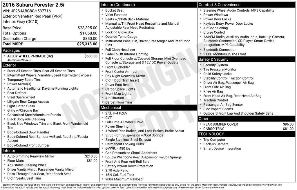 used 2016 Subaru Forester car, priced at $13,995