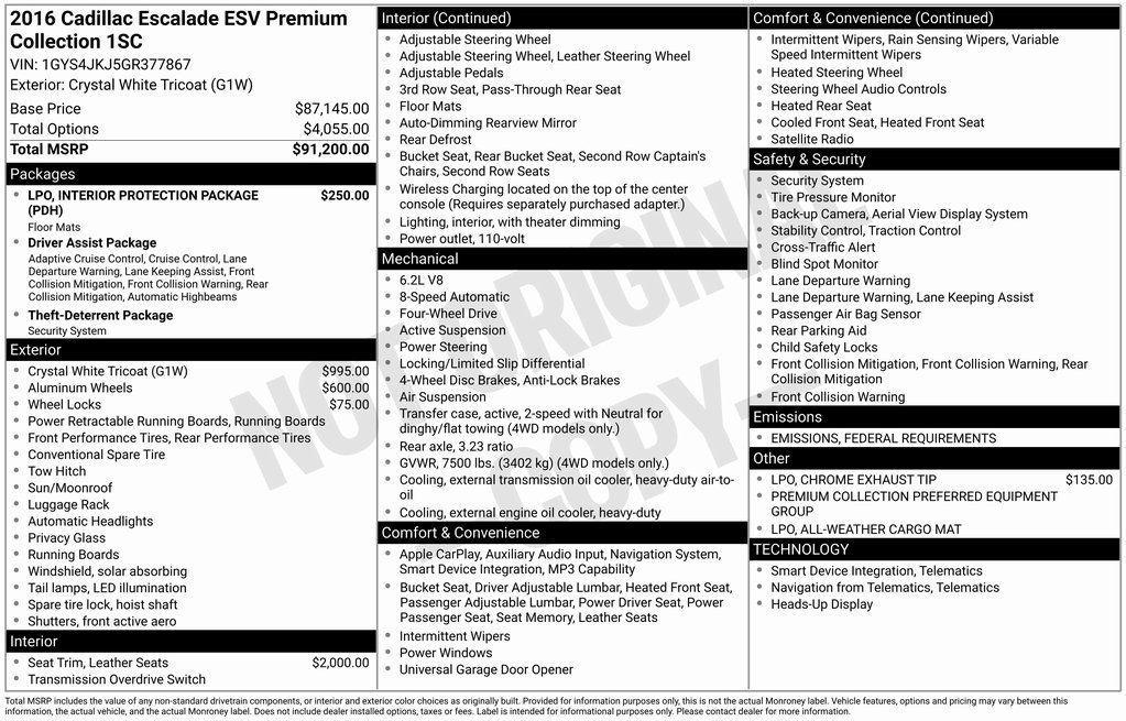 used 2016 Cadillac Escalade ESV car, priced at $27,438