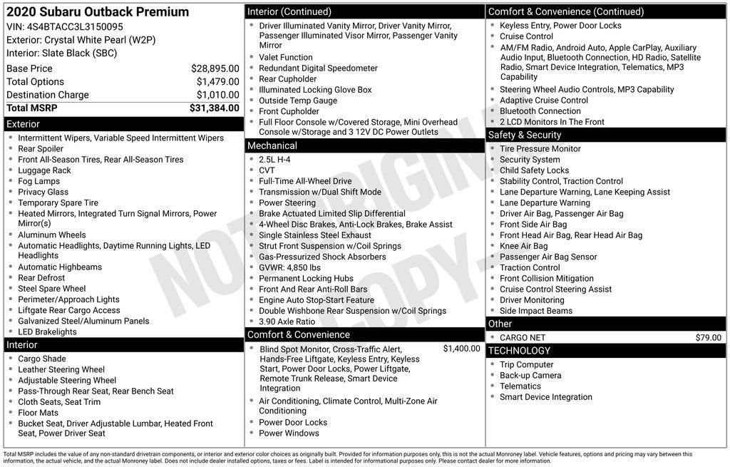 used 2020 Subaru Outback car, priced at $22,999