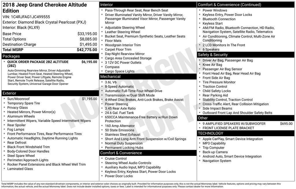 used 2018 Jeep Grand Cherokee car, priced at $16,695