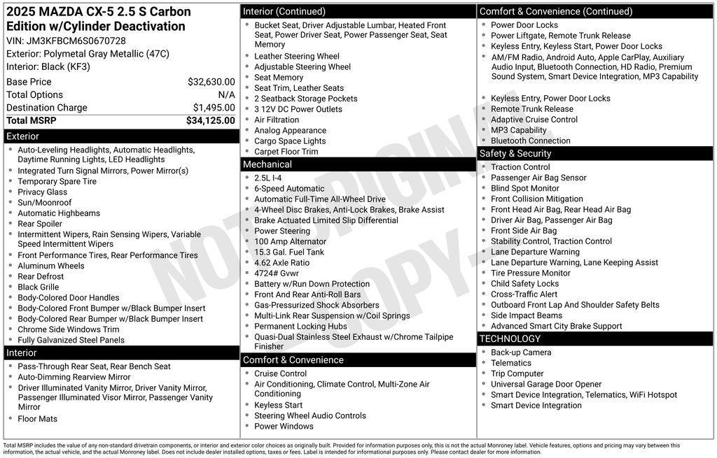 used 2025 Mazda CX-5 car, priced at $29,280