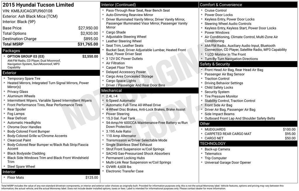 used 2015 Hyundai Tucson car, priced at $8,437