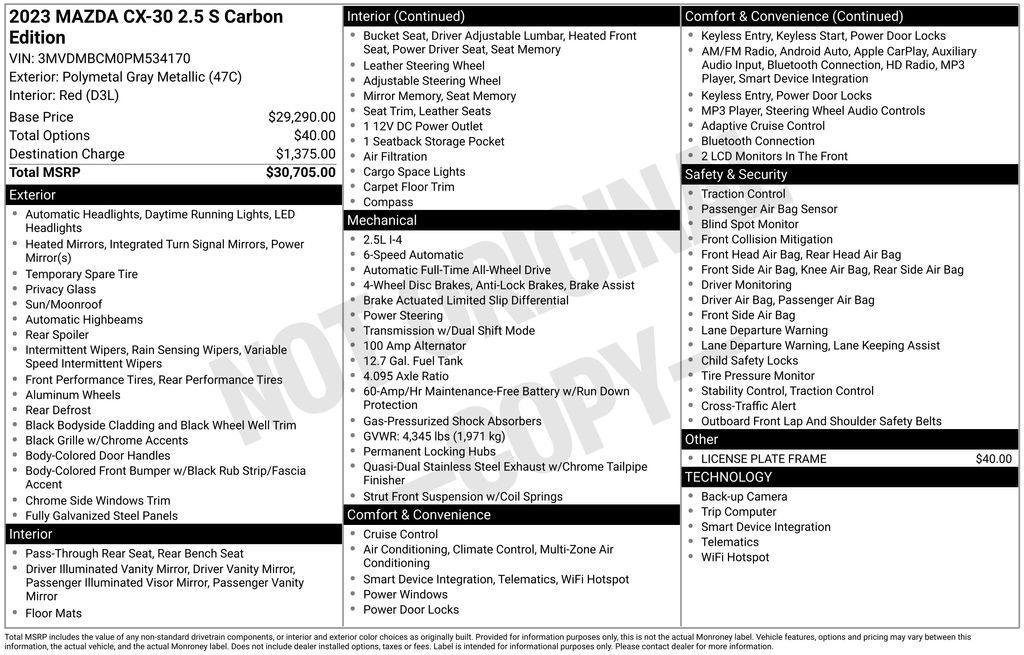 used 2023 Mazda CX-30 car, priced at $25,500