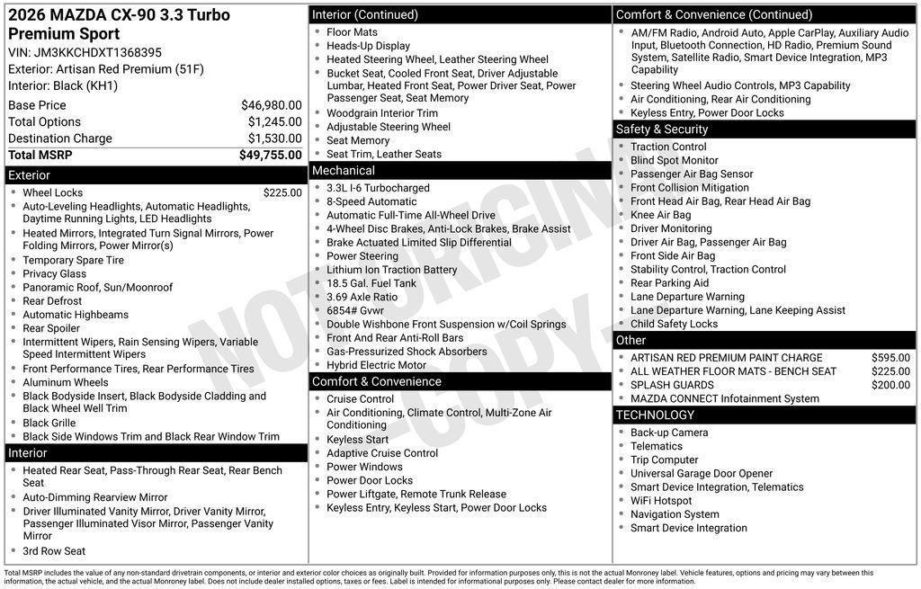 new 2026 Mazda CX-90 car, priced at $48,904