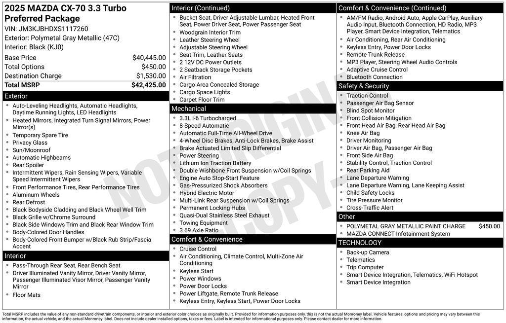 used 2025 Mazda CX-70 car, priced at $29,458