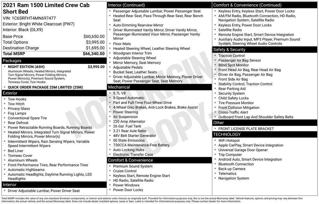 used 2021 Ram 1500 car, priced at $36,181