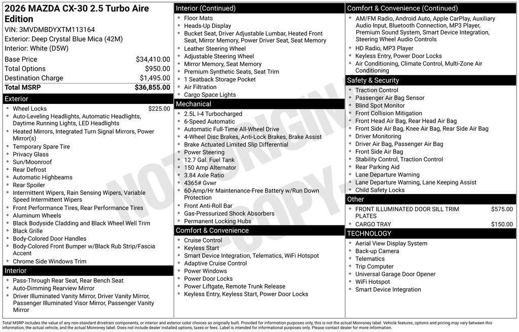new 2026 Mazda CX-30 car, priced at $35,227