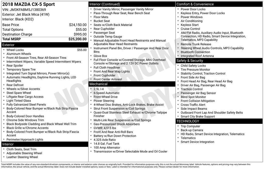 used 2018 Mazda CX-5 car, priced at $17,275