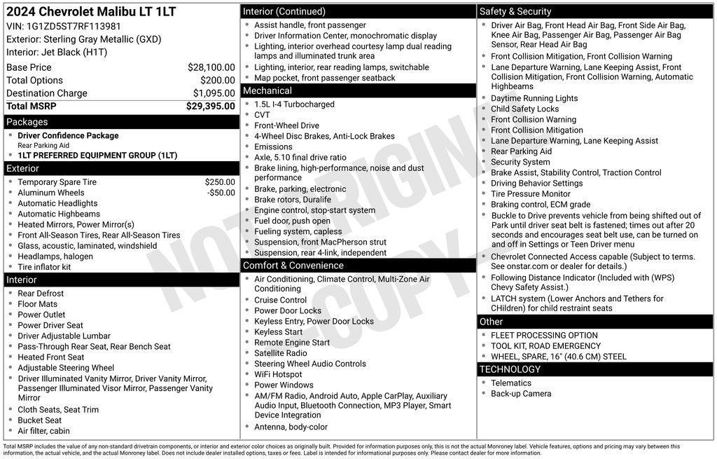 used 2024 Chevrolet Malibu car, priced at $18,977