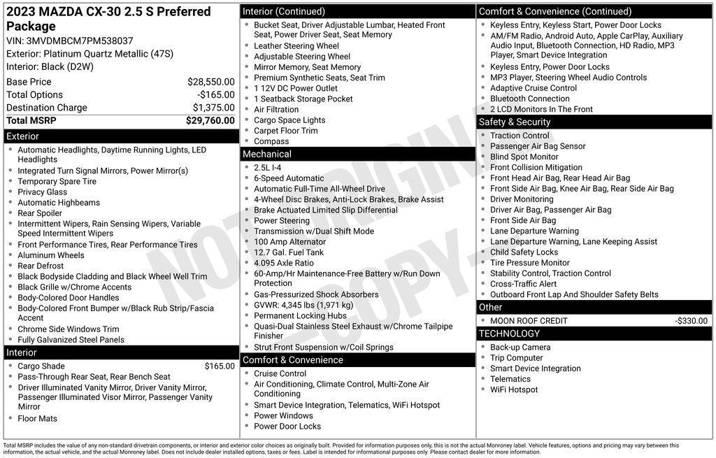used 2023 Mazda CX-30 car, priced at $25,399