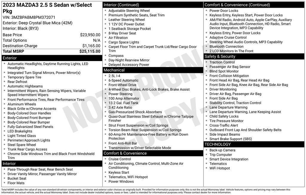 used 2023 Mazda Mazda3 car, priced at $21,311