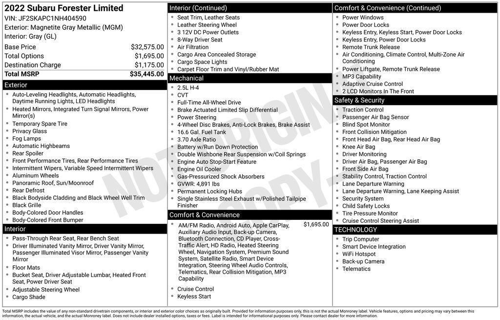 used 2022 Subaru Forester car, priced at $22,969