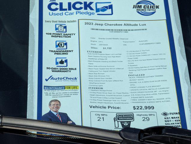 used 2023 Jeep Cherokee car, priced at $21,999