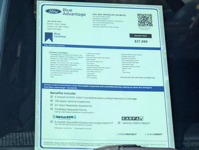 used 2022 Jeep Wrangler Unlimited car, priced at $27,999