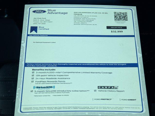 used 2020 Volkswagen Atlas car, priced at $31,499