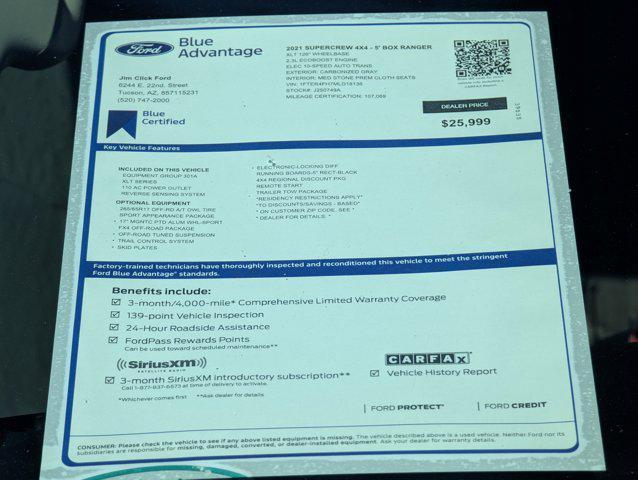 used 2021 Ford Ranger car, priced at $24,499