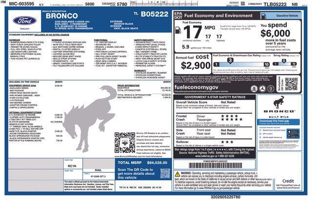 new 2026 Ford Bronco car, priced at $59,862