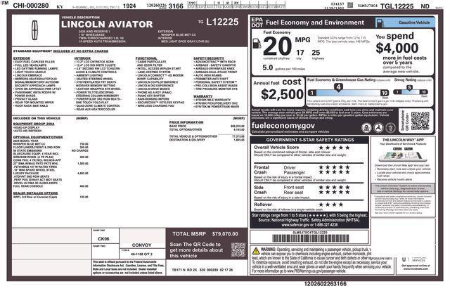 new 2026 Lincoln Aviator car, priced at $74,570