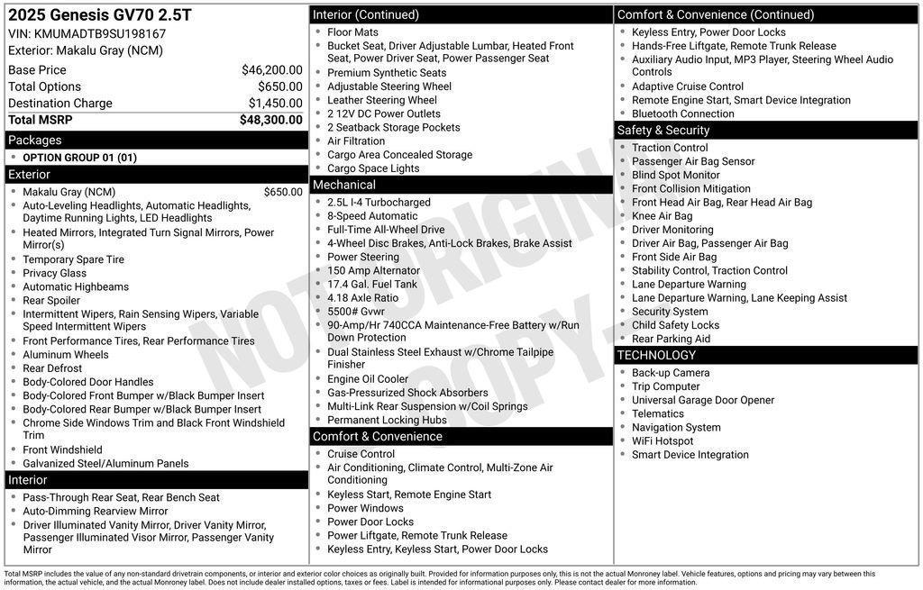 used 2025 Genesis GV70 car, priced at $31,295