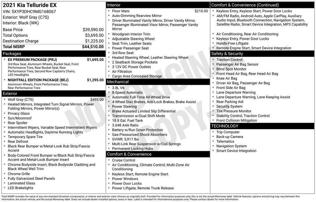 used 2021 Kia Telluride car, priced at $19,995