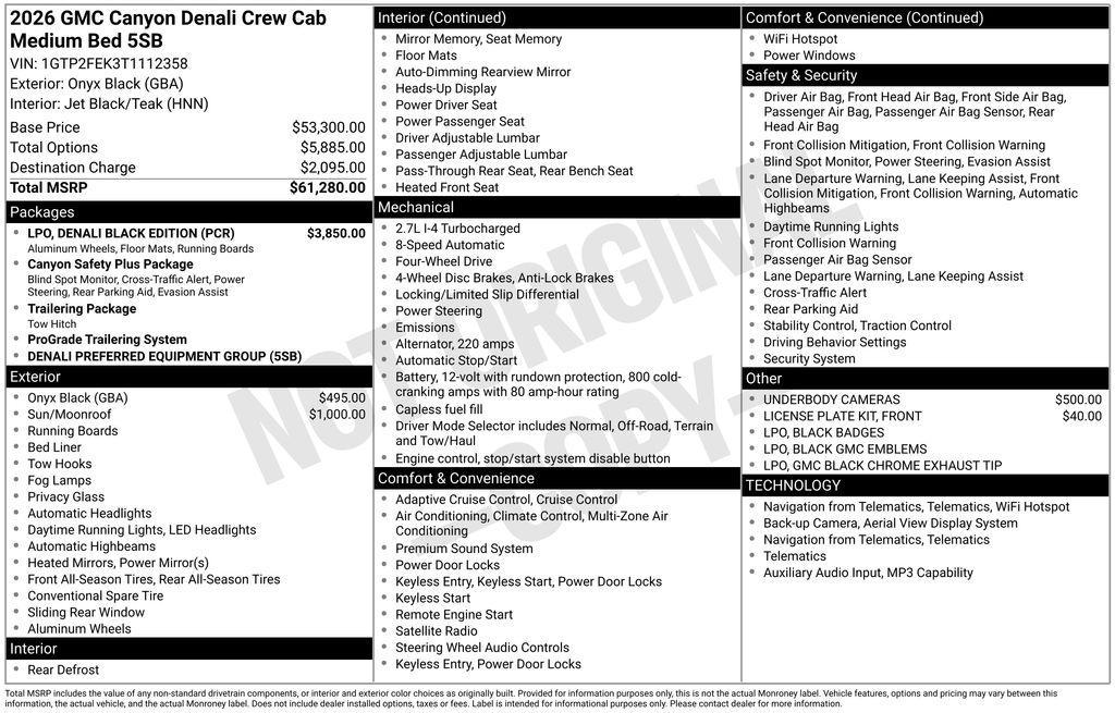 new 2026 GMC Canyon car, priced at $59,316