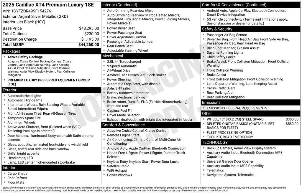 used 2025 Cadillac XT4 car, priced at $30,434