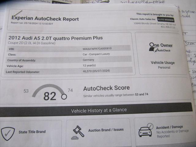 used 2012 Audi A5 car, priced at $16,900