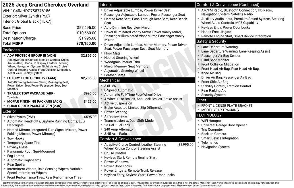 new 2025 Jeep Grand Cherokee car, priced at $62,990