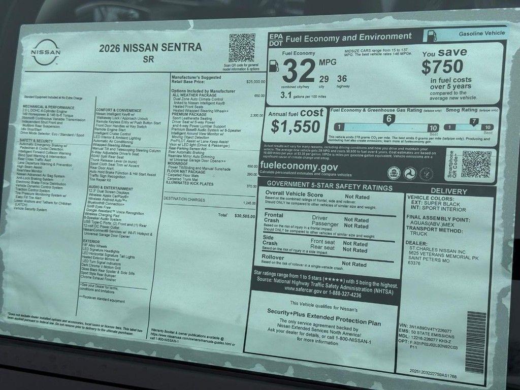 new 2026 Nissan Sentra car, priced at $27,963