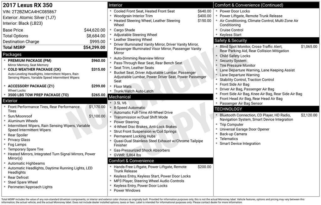 used 2017 Lexus RX 350 car, priced at $22,800