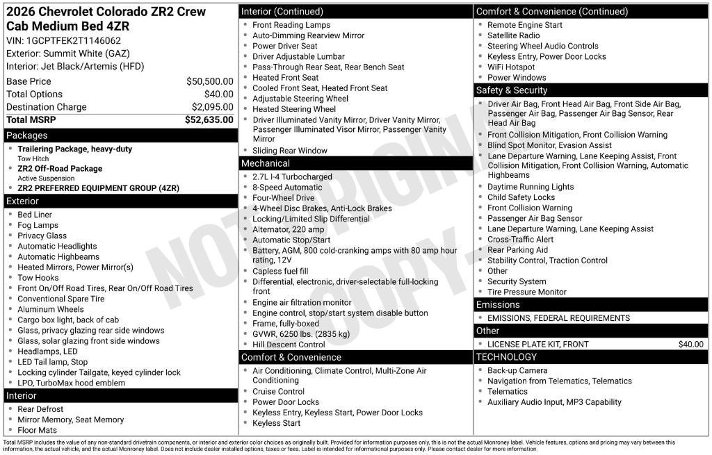 new 2026 Chevrolet Colorado car, priced at $49,467