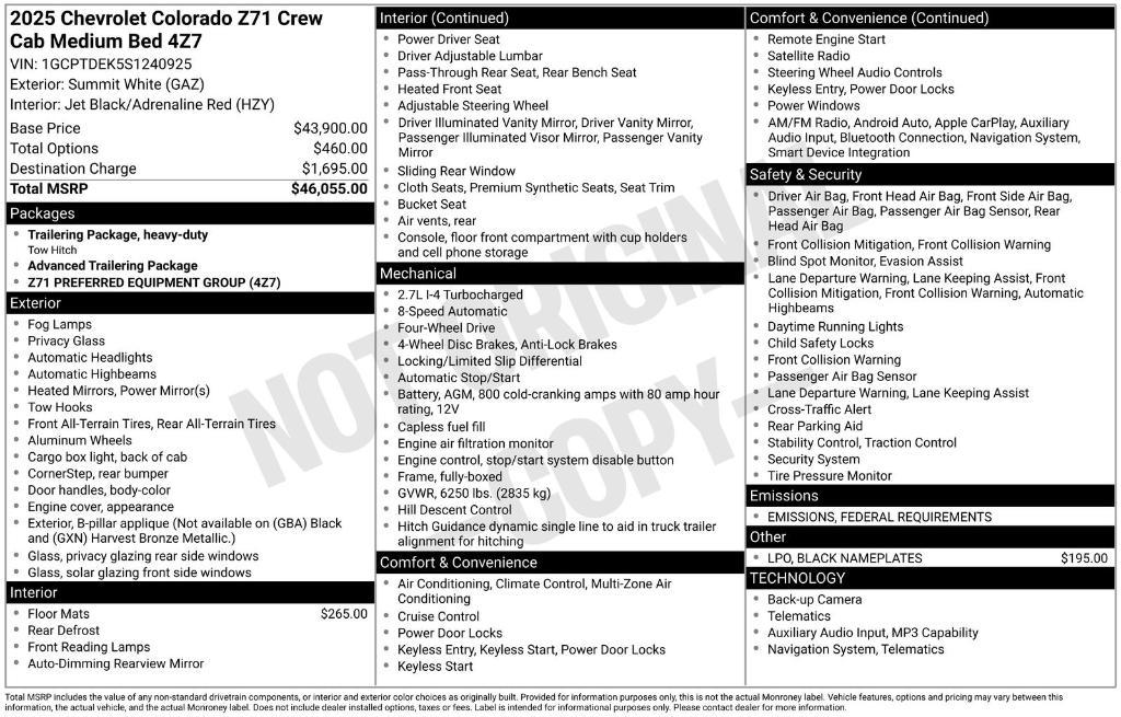 new 2025 Chevrolet Colorado car, priced at $39,224