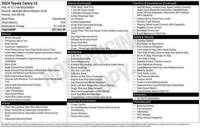used 2024 Toyota Camry car, priced at $20,995