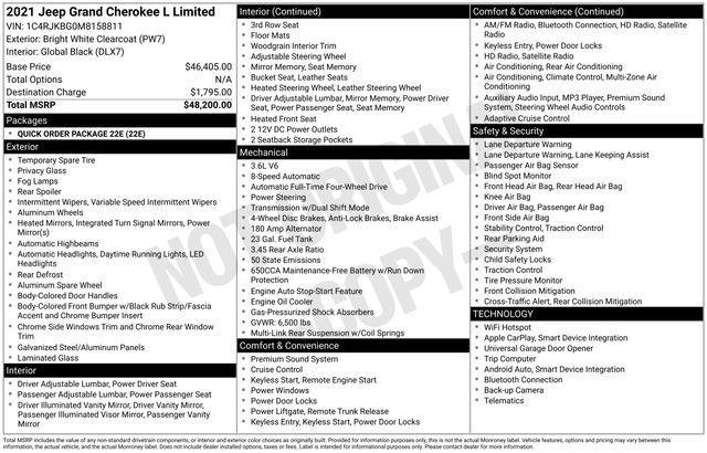 used 2021 Jeep Grand Cherokee L car, priced at $30,995