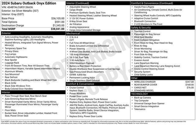 used 2024 Subaru Outback car, priced at $27,995